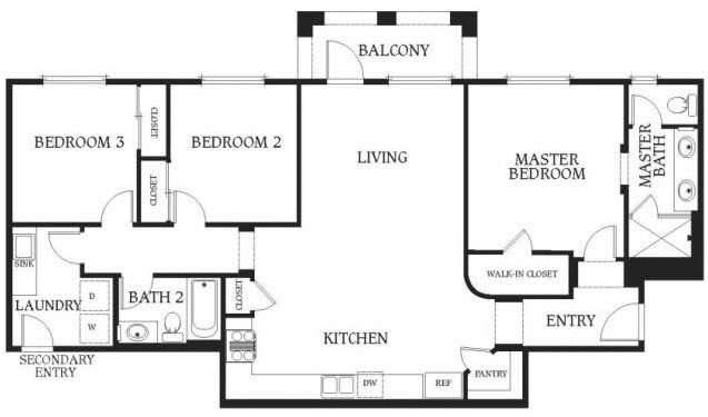 3 x 2a Floorplan 3 x 2a Floorplan at Union Place, Placentia, CA